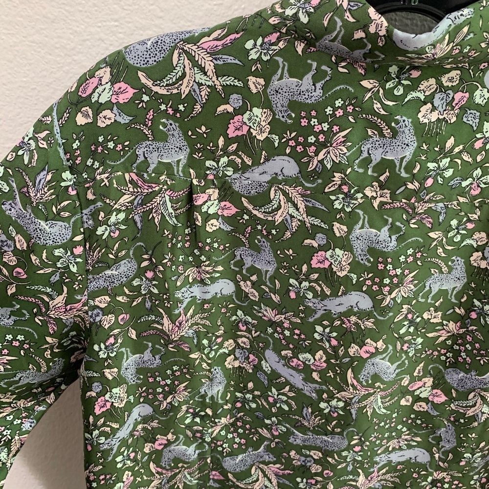 SOLD J.CREW COLLECTION Silk Shirt Jungle Cat Print - Picture 8 of 9